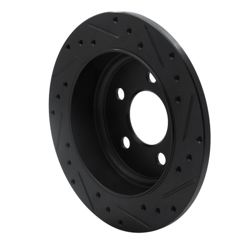 R1 03-07 Jeep Liberty Rear Left Drilled & Slotted Black Brake Rotor