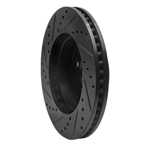 R1 02-07 Jeep Liberty Front Right Drilled & Slotted Black Brake Rotor