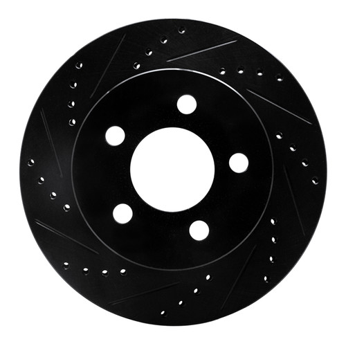 R1 99-06 Jeep Cherokee Front Left Drilled & Slotted Black Brake Rotor