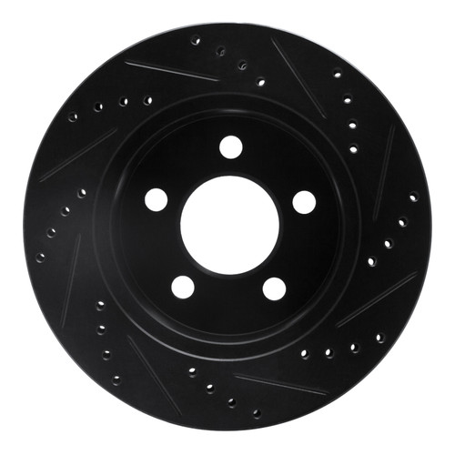 R1 99-06 Jeep Cherokee Front Left Drilled & Slotted Black Brake Rotor