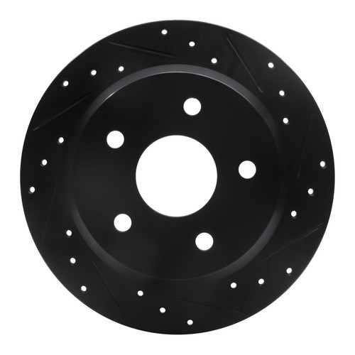R1 99-04 Jeep Grand Cherokee Rear Right Drilled & Slotted Black Brake Rotor