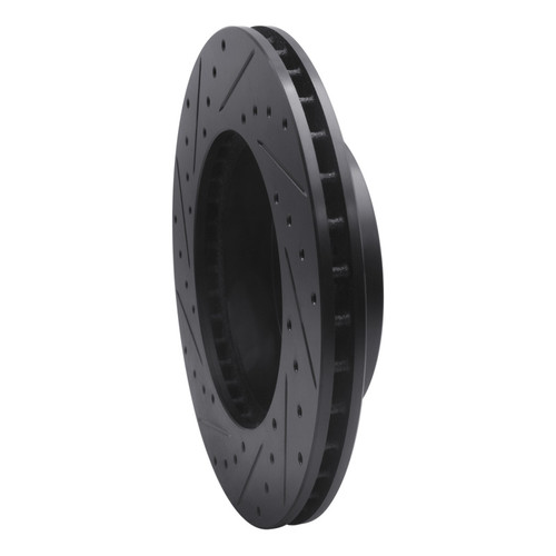 R1 99-04 Jeep Grand Cherokee Front Right Drilled & Slotted Black Brake Rotor