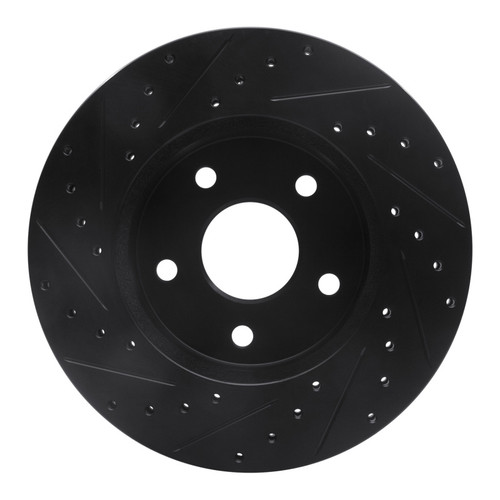 R1 99-04 Jeep Grand Cherokee Front Right Drilled & Slotted Black Brake Rotor