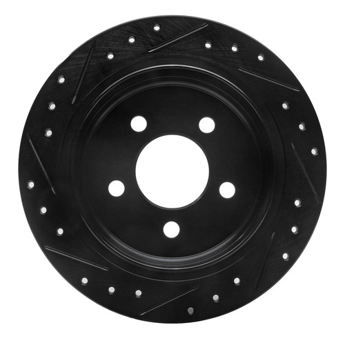 R1 93-98 Jeep Grand Cherokee Rear Right Drilled & Slotted Black Brake Rotor
