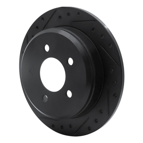 R1 93-98 Jeep Grand Cherokee Rear Left Drilled & Slotted Black Brake Rotor