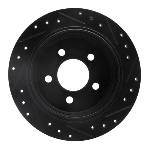 R1 93-98 Jeep Grand Cherokee Rear Left Drilled & Slotted Black Brake Rotor