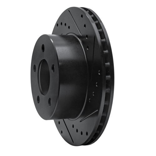 R1 90-99 Jeep Cherokee Front Right Drilled & Slotted Black Brake Rotor