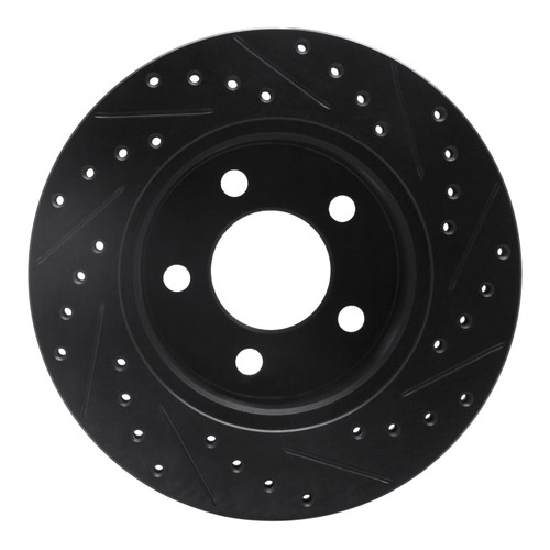 R1 90-99 Jeep Cherokee Front Left Drilled & Slotted Black Brake Rotor