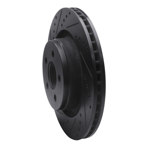 R1 11-12 Jeep Liberty Front Left Drilled & Slotted Black Brake Rotor