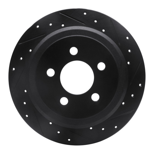 R1 07-12 Dodge Nitro Rear Right Drilled & Slotted Black Brake Rotor