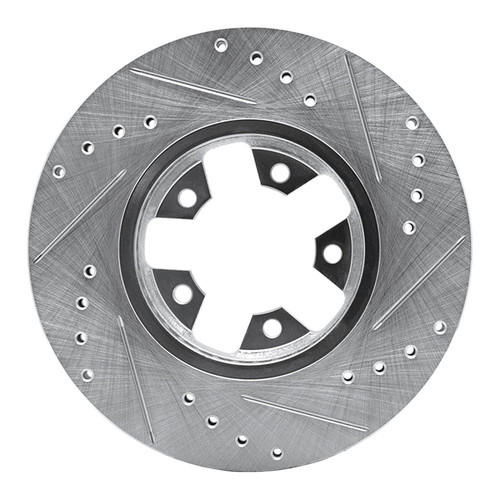 R1 1984-1989 Nissan 200SX Front Left Drilled & Slotted Silver Brake Rotor