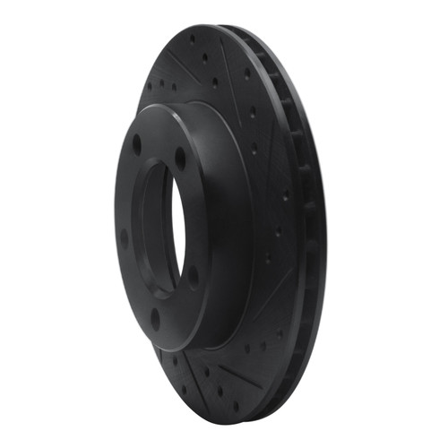 R1 76-86 Jeep CJ5 Front Right Drilled & Slotted Black Brake Rotor