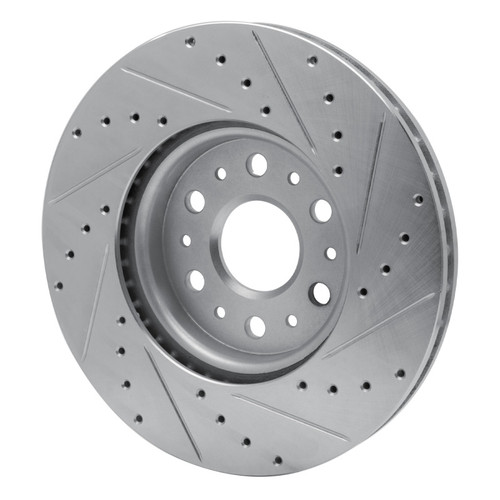 R1 2017-2025 Buick Enclave Front Left Drilled & Slotted Silver Brake Rotor