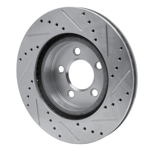 R1 2005-2023 Chrysler 300 Front Left Drilled & Slotted Silver Brake Rotor