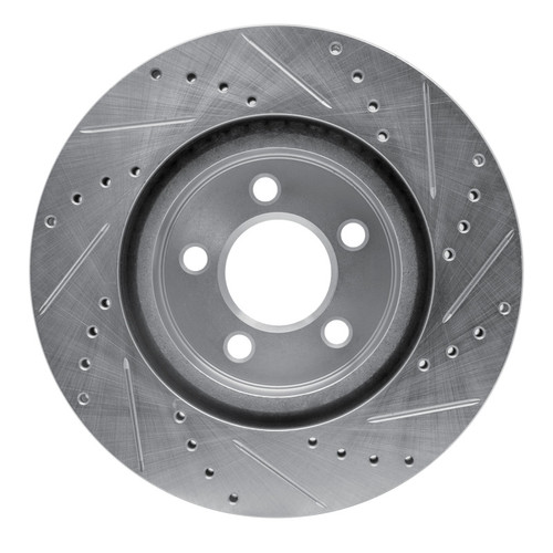 R1 2005-2023 Chrysler 300 Front Left Drilled & Slotted Silver Brake Rotor
