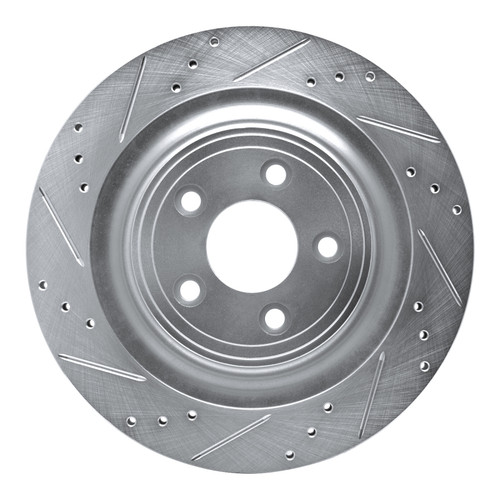 R1 2006-2015 Jaguar XJ Rear Left Drilled & Slotted Silver Brake Rotor