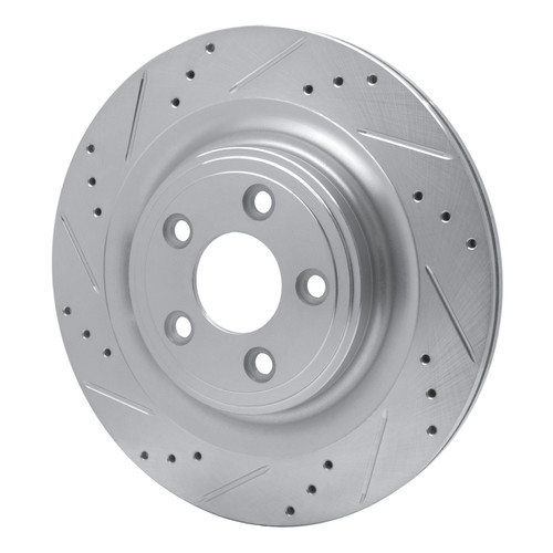 R1 2006-2015 Jaguar XJ Rear Left Drilled & Slotted Silver Brake Rotor