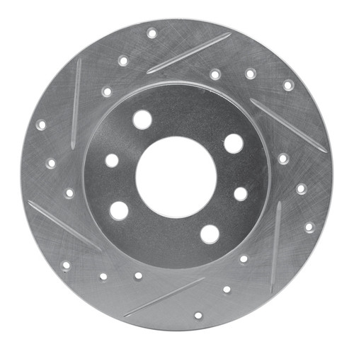 R1 2009-2019 Fiat 500 (USA/Canada) Rear Left Drilled & Slotted Silver Brake Rotor