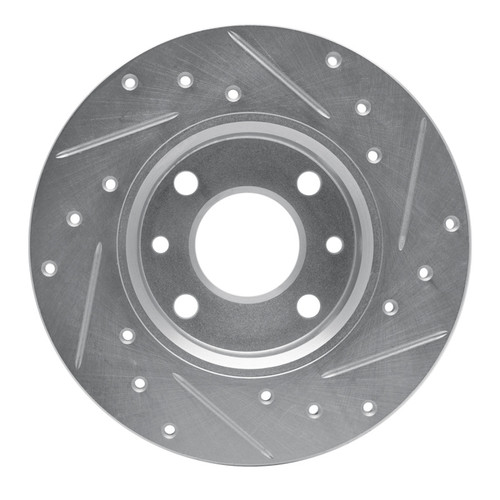 R1 2009-2019 Fiat 500 (USA/Canada) Rear Left Drilled & Slotted Silver Brake Rotor