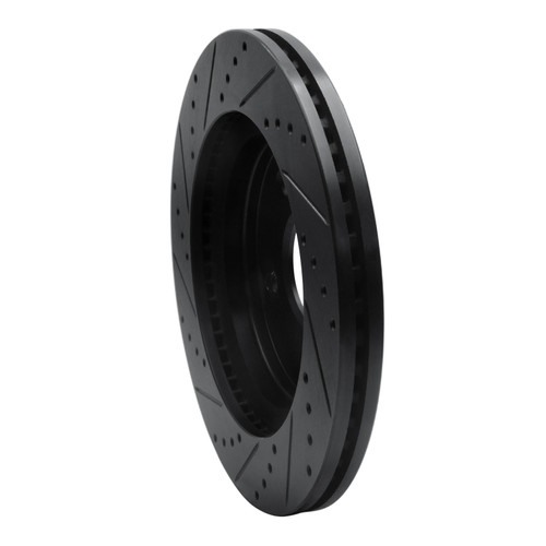 R1 08-12 Jeep J8 Front Right Drilled & Slotted Black Brake Rotor
