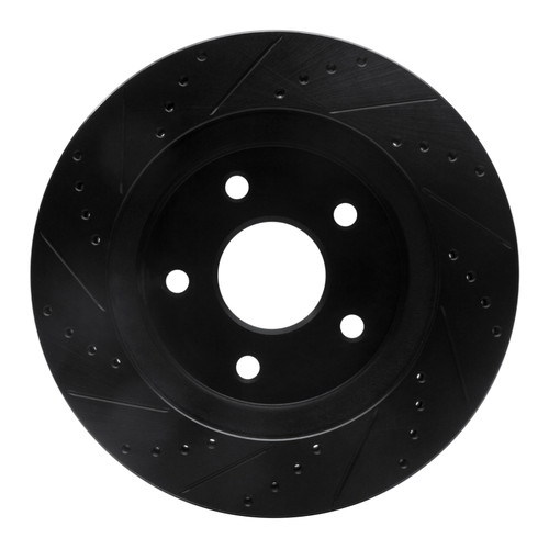 R1 08-12 Jeep J8 Front Right Drilled & Slotted Black Brake Rotor