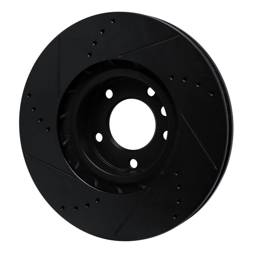 R1 2011-2018 Porsche Cayenne Left Front Drilled & Slotted Black Brake Rotor