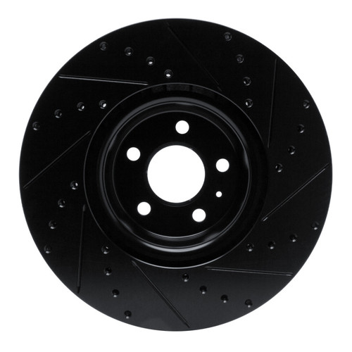 R1 2018-2025 Audi S5 Sportback Front Left Drilled & Slotted Black Brake Rotor