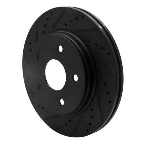 R1 08-12 Jeep J8 Front Left Drilled & Slotted Black Brake Rotor