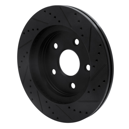 R1 08-12 Jeep J8 Front Left Drilled & Slotted Black Brake Rotor