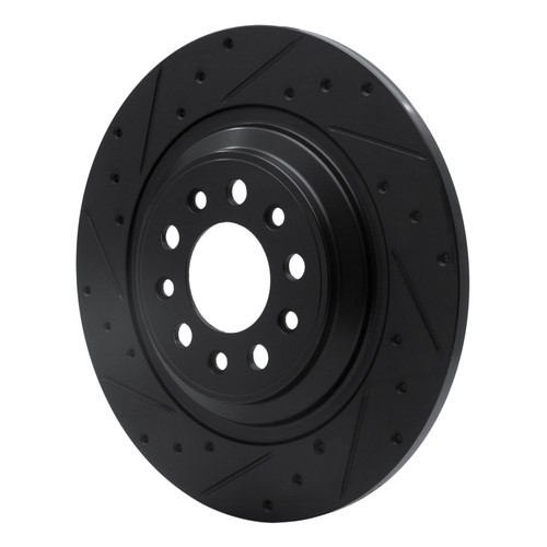 R1 14-23 Jeep Cherokee Rear Left Drilled & Slotted Black Brake Rotor