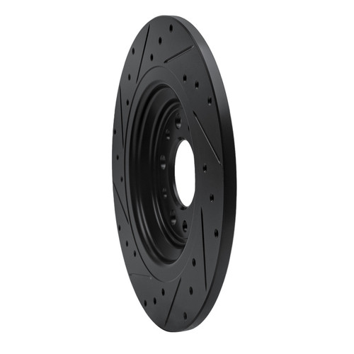 R1 14-23 Jeep Cherokee Rear Right Drilled & Slotted Black Brake Rotor