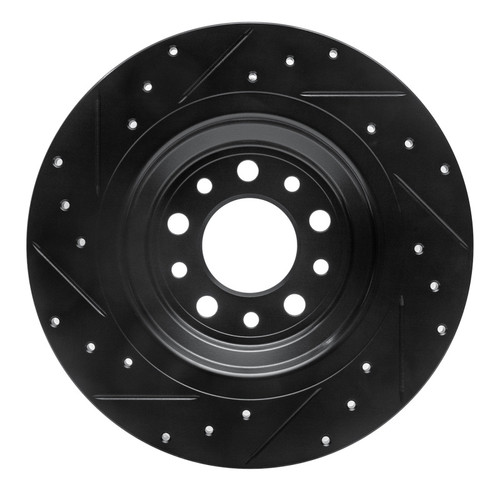 R1 14-23 Jeep Cherokee Rear Right Drilled & Slotted Black Brake Rotor