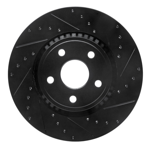 R1 11-25 Dodge Durango Front Right Drilled & Slotted Black Brake Rotor