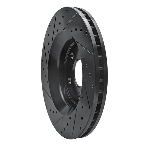 R1 11-25 Dodge Durango Front Right Drilled & Slotted Black Brake Rotor
