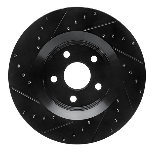 R1 11-25 Dodge Durango Front Right Drilled & Slotted Black Brake Rotor