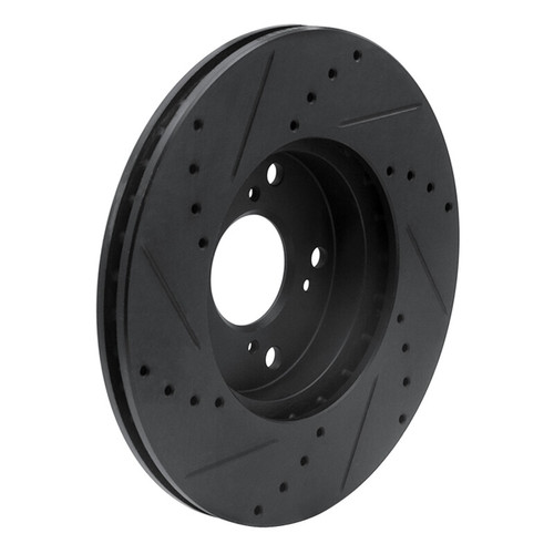 R1 1998-2022 Acura ILX Front Right Drilled & Slotted Black Brake Rotor