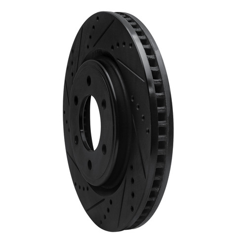 R1 2021-2025 Ford Bronco Front Left Drilled & Slotted Black Brake Rotor