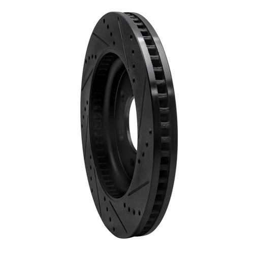 R1 2021-2025 Ford Bronco Front Left Drilled & Slotted Black Brake Rotor