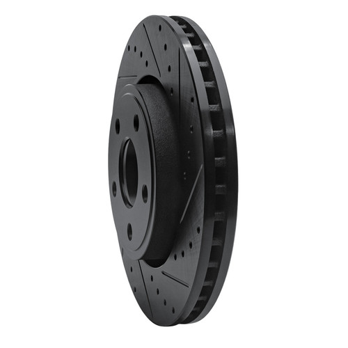 R1 11-22 Dodge Durango Front Right Drilled & Slotted Black Brake Rotor