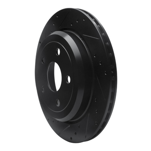 R1 11-25 Dodge Durango Rear Left Drilled & Slotted Black Brake Rotor