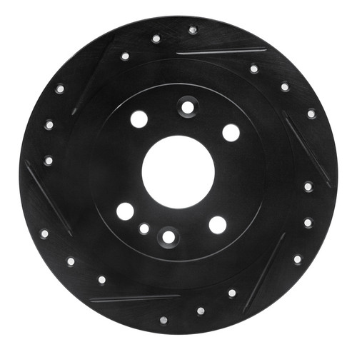 R1 1990-2003 Ford Escort Rear Left Drilled & Slotted Black Brake Rotor