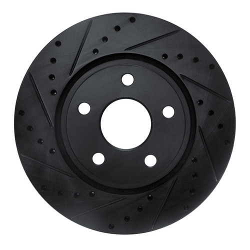 R1 11-22 Dodge Durango Front Left Drilled & Slotted Black Brake Rotor