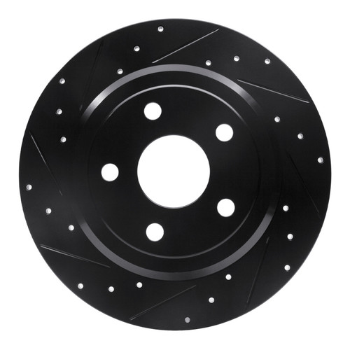 R1 11-22 Dodge Durango Rear Left Drilled & Slotted Black Brake Rotor