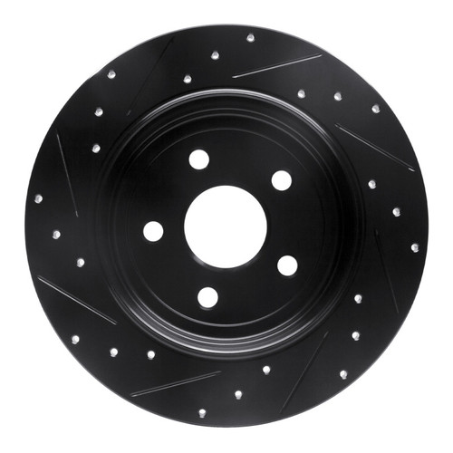 R1 11-22 Dodge Durango Rear Left Drilled & Slotted Black Brake Rotor