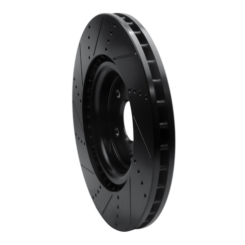 R1 2012-2025 Dodge Durango Front Right Drilled & Slotted Black Brake Rotor