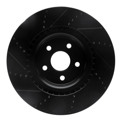 R1 2012-2025 Dodge Durango Front Right Drilled & Slotted Black Brake Rotor
