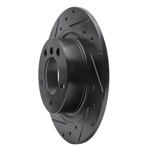 R1 2013-2016 Mini Cooper Paceman Rear Left Drilled & Slotted Black Brake Rotor