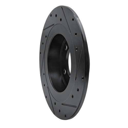 R1 2013-2016 Mini Cooper Paceman Rear Left Drilled & Slotted Black Brake Rotor