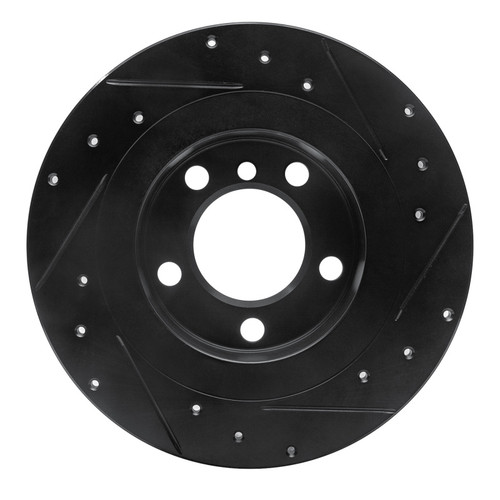 R1 2013-2016 Mini Cooper Paceman Rear Left Drilled & Slotted Black Brake Rotor