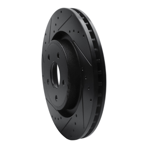 R1 06-10 Jeep Grand Cherokee Front Left Drilled & Slotted Black Brake Rotor